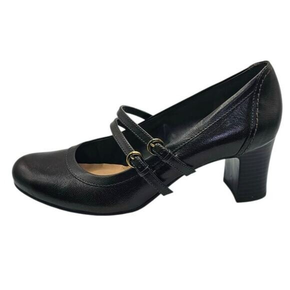 Naturalizer Brown Leather Jameson Mary Jane Casual Academia Comfort Heels - Picture 1 of 9